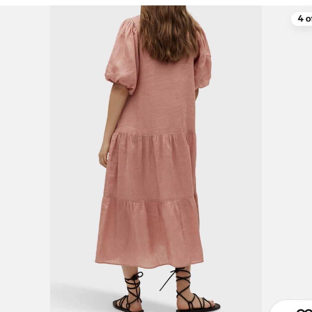 Linen mango puff ruffle dress - Picture 2 of 7